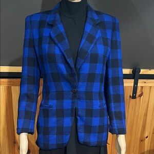 Vtg Jones New York Blue & Black 100% Pure Wool Made in Usa SIZE 6P